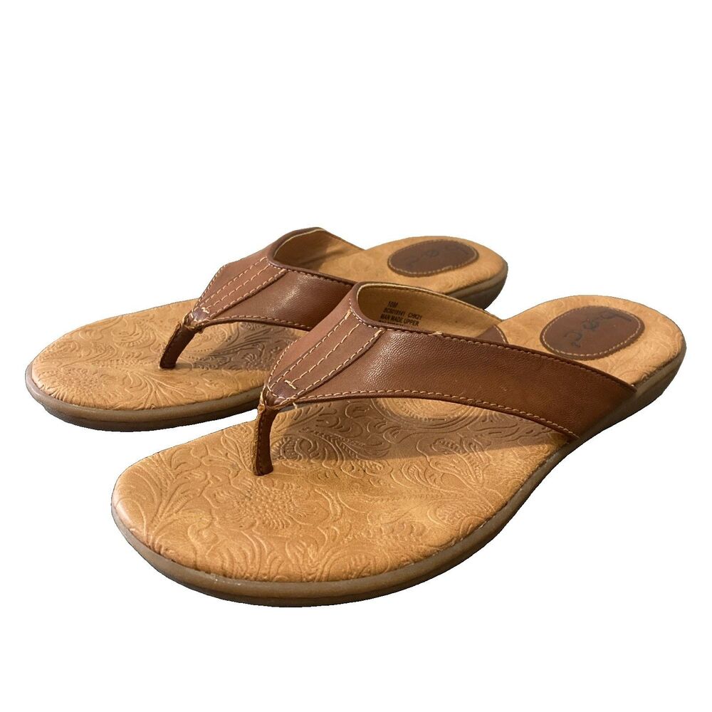 Born Concept Thong Sandals Womens 10 Zita Brown Vegan Faux Leather Flip Flop BOC